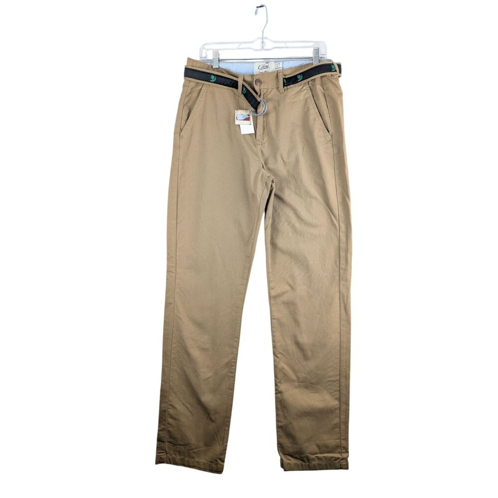 Michigan State Collegiate Pants 32x34 Beige Belted Khakis‎ NWT